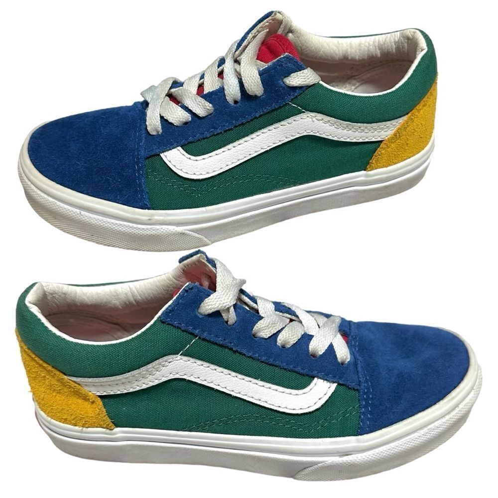 Vans Old Skool Yacht Club Blue Green Yellow‎ Red Shoes Kids Size 1 Skater